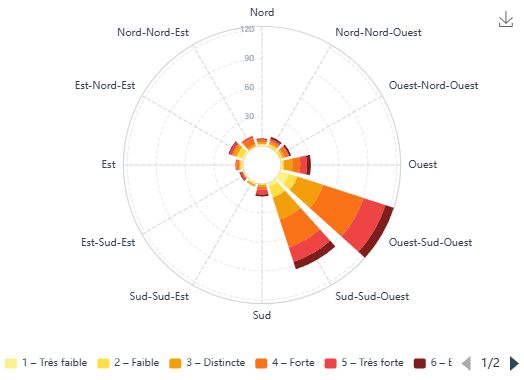 Wind rose and weather conditions